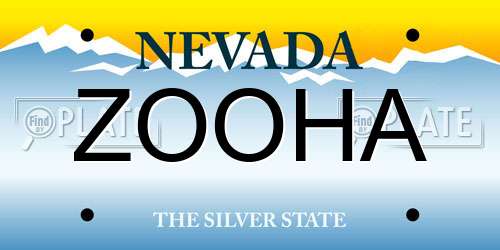 ZOOHA Nevada License Plate