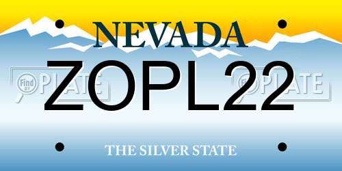 ZOPL22 Nevada License Plate