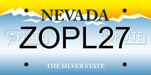 ZOPL27 Nevada License Plate