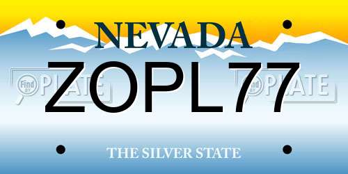 ZOPL77 Nevada License Plate