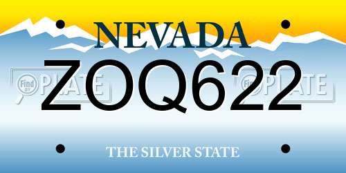 ZOQ622 Nevada License Plate