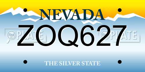 ZOQ627 Nevada License Plate