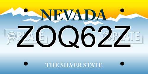 ZOQ62Z Nevada License Plate