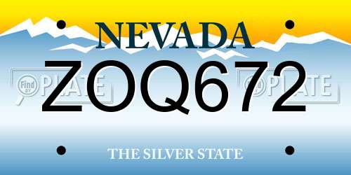ZOQ672 Nevada License Plate