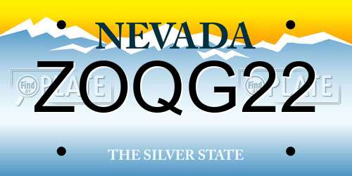 ZOQG22 Nevada License Plate