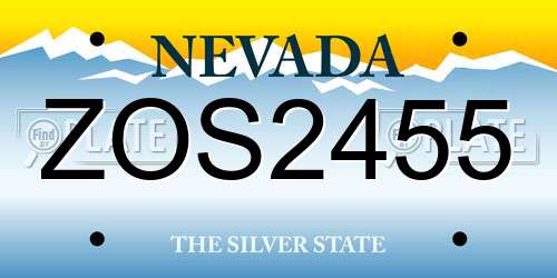 ZOS2455 Nevada License Plate