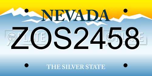 ZOS2458 Nevada License Plate