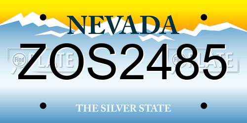ZOS2485 Nevada License Plate