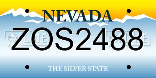 ZOS2488 Nevada License Plate