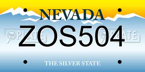 ZOS504 Nevada License Plate