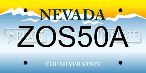 ZOS50A Nevada License Plate