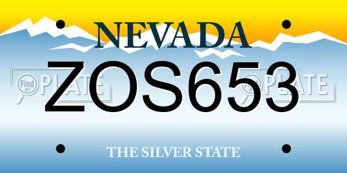 ZOS653 Nevada License Plate