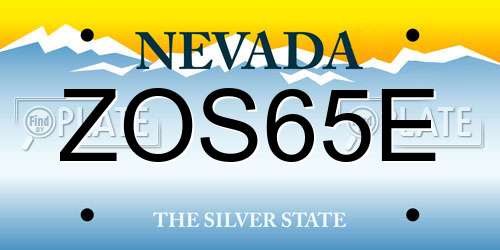 ZOS65E Nevada License Plate