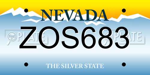 ZOS683 Nevada License Plate