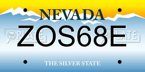 ZOS68E Nevada License Plate