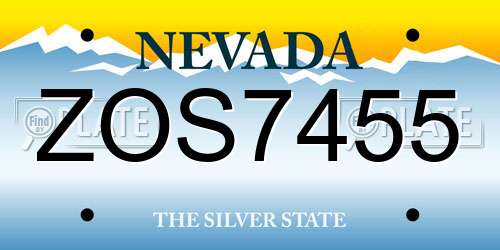 ZOS7455 Nevada License Plate