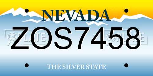 ZOS7458 Nevada License Plate