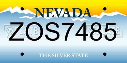 ZOS7485 Nevada License Plate