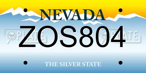 ZOS804 Nevada License Plate