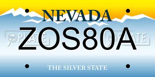 ZOS80A Nevada License Plate