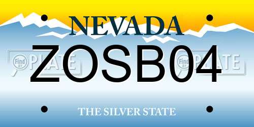 ZOSB04 Nevada License Plate