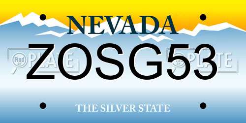ZOSG53 Nevada License Plate