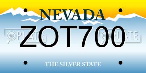 ZOT700 Nevada License Plate