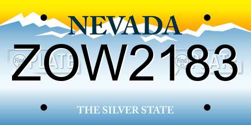 ZOW2183 Nevada License Plate