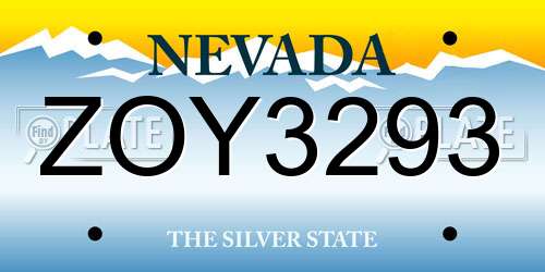 ZOY3293 Nevada License Plate