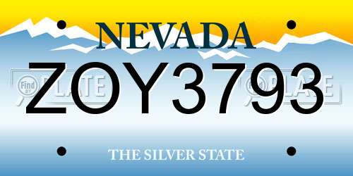 ZOY3793 Nevada License Plate