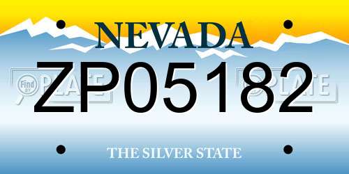 ZP05182 Nevada License Plate