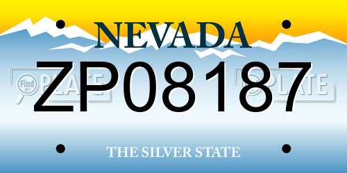 ZP08187 Nevada License Plate