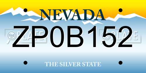 ZP0B152 Nevada License Plate