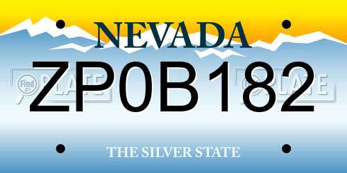 ZP0B182 Nevada License Plate