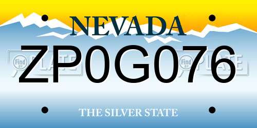 ZP0G076 Nevada License Plate
