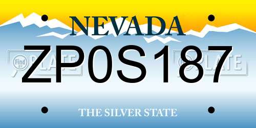 ZP0S187 Nevada License Plate