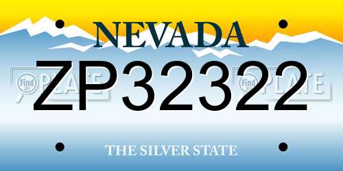 ZP32322 Nevada License Plate