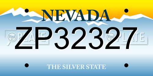 ZP32327 Nevada License Plate