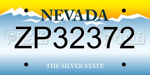 ZP32372 Nevada License Plate