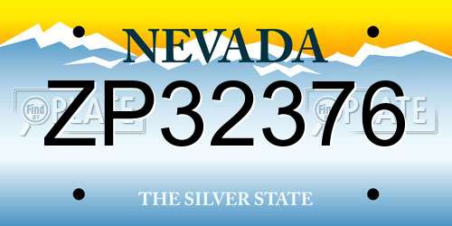 ZP32376 Nevada License Plate
