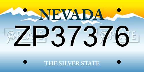 ZP37376 Nevada License Plate