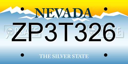 ZP3T326 Nevada License Plate