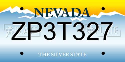 ZP3T327 Nevada License Plate