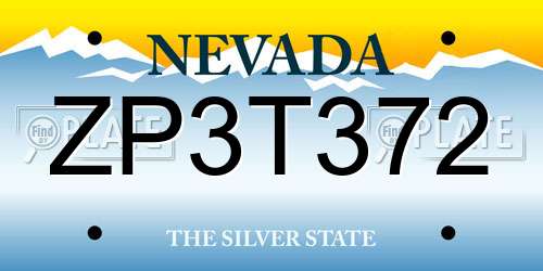 ZP3T372 Nevada License Plate