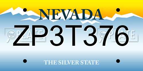 ZP3T376 Nevada License Plate