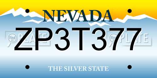 ZP3T377 Nevada License Plate
