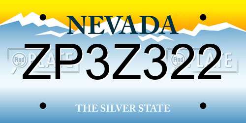 ZP3Z322 Nevada License Plate