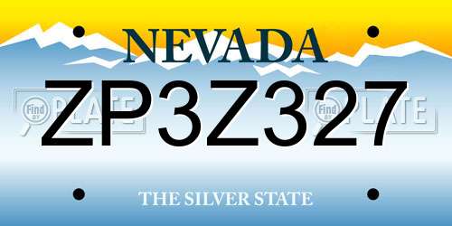 ZP3Z327 Nevada License Plate