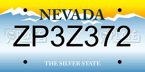 ZP3Z372 Nevada License Plate