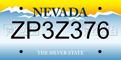 ZP3Z376 Nevada License Plate